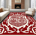 Regal Crimson Cream Heraldic Crest Rug