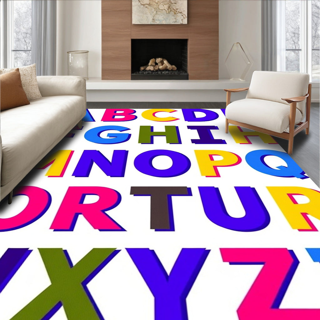 Alphabetical Array Bold Bright Colors Rug