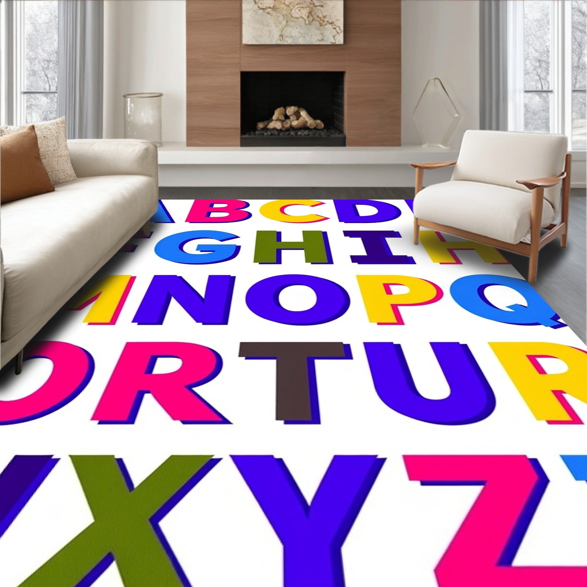 Alphabetical Array Bold Bright Colors Rug