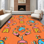 Playful Orange Creature Alphabet Circuit Rug