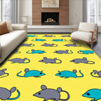 Gray Aqua Mouse Repeating Pattern Rug