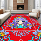 Cute Kawaii Chibi Mermaid Floral Rug