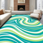 Aqua Green Swirling Abstract Lines Rug