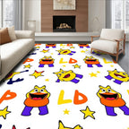 Yellow Orange Monster Stars Whimsical Rug