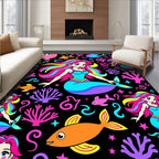 Whimsical Mermaid Coral Fish Celebration Rug