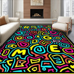 Vibrant Neon Street Art Doodle Rug