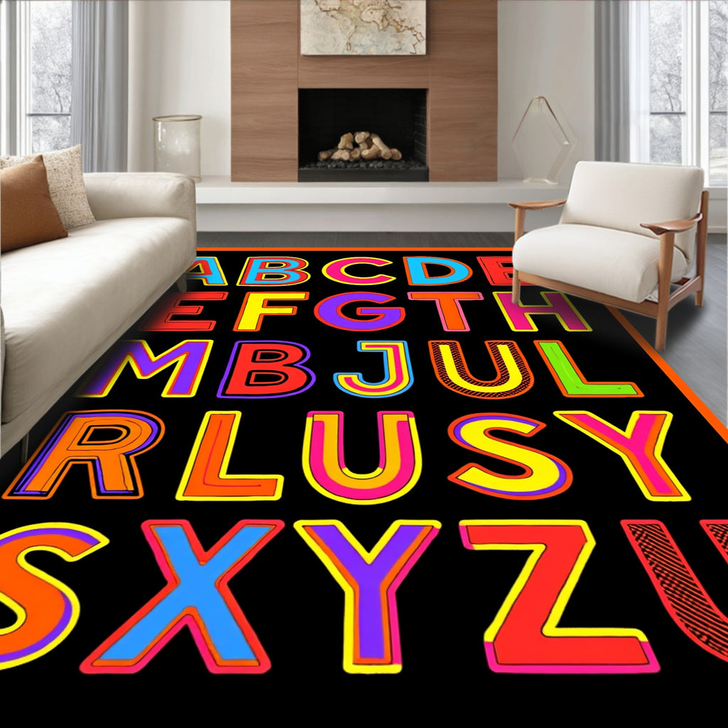 Bold Colorful Alphabet Art Rug