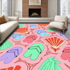 Pink Pastel Flip Flop Fan Collage Rug
