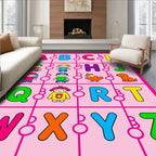 Colorful Alphabet Characters Playful Animals Rug