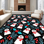 Charming Snowman Red Scarf Holly Rug