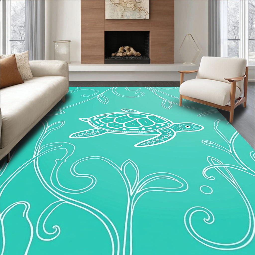 Oceanic Sea Turtle Swirls Garden Rug