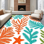 Ocean Coral Starfish Green Blue Orange Rug