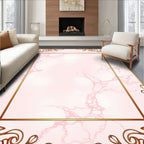 Elegant Pink Marble Swirl Frame Rug
