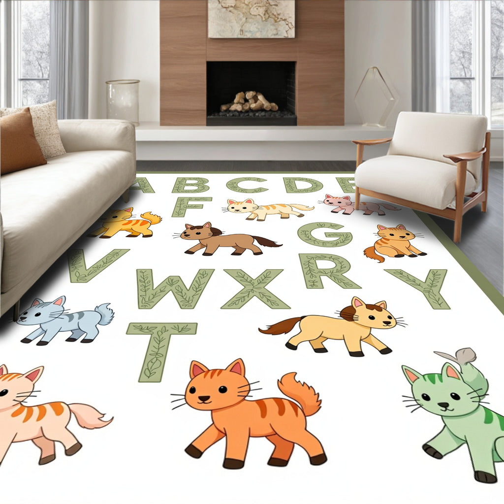 Whimsical Cats ABC Alphabet Art Rug