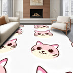 Cute Pink Kitten Faces Repeating Pattern Rug