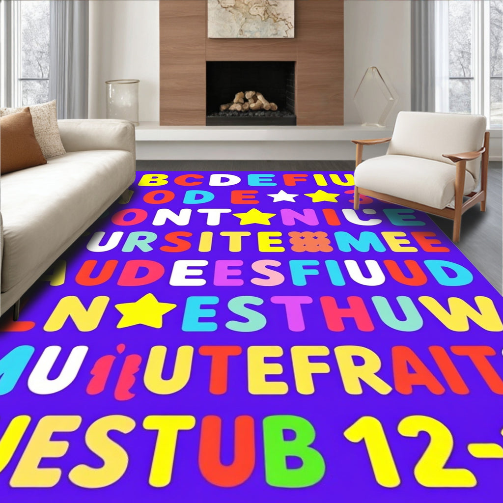 Colorful Alphabet Stars Numbers Rug