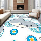 Gray Whales Blue Whirls Floral Accents Rug