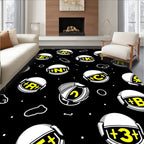 Black White Yellow Astronaut Helmet Collage Rug