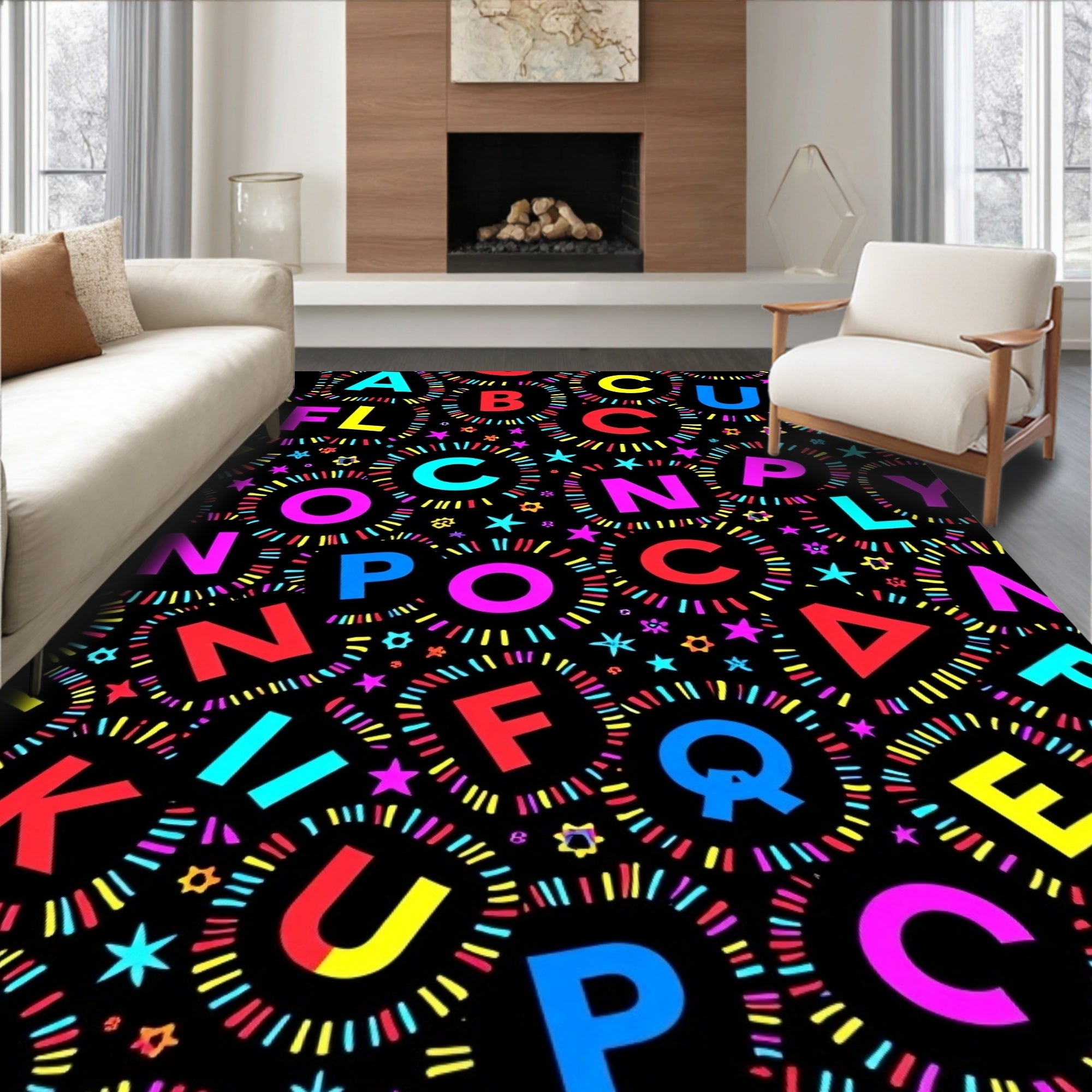 Alphabet Celebration Circleburst Rug