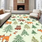 Woodland Creatures in Evergreen Forest Rug