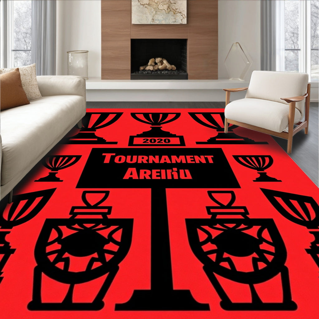 Red Black Trophy Collage Rug