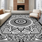 Monochromatic Radial Geometric Folk Art Rug