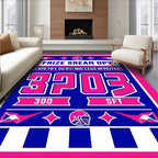 Bold Pink Blue Athletic Numbers Rug