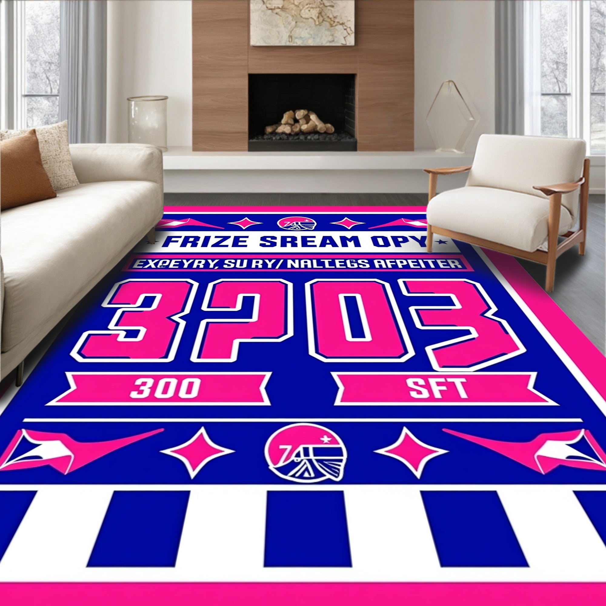 Bold Pink Blue Athletic Numbers Rug