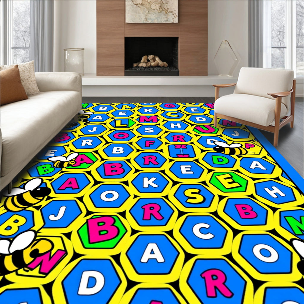 Busy Bee Alphabet Hexagon Rug