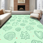 Cute Cat Heart Swirl Scatter Rug