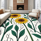 Golden Sunflower Foliage Vine Art Rug