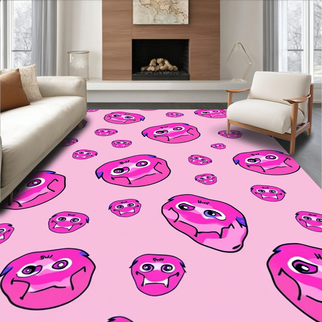 Pink Whimsical Monster Friends Repeat Rug