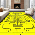 Retro Futuristic Yellow Geometric Architecture Rug