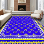 Royal Blue Golden Floral Medallion Border Rug