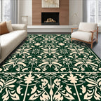 Dark Green Floral Medallion Repeating Rug