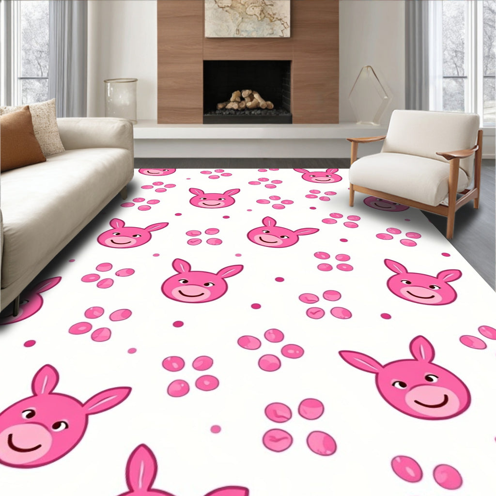 Pink bunnies with polka dots Rug