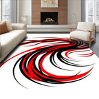 Crimson Black Dynamic Swirl Rug