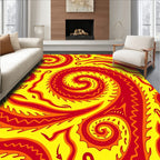 Vibrant Crimson Swirl Fire Rug