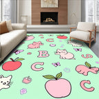 Cute Pink Cats Apples Butterflies Alphabet Rug