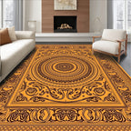 Golden Orange Intricate Mandala Medallion Rug