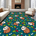 Cute Brown Character Christmas Holly Rug