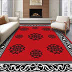 Scarlet bloom medallions with ornate border Rug