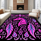 Vibrant Pink Unicorn Floral Swirl Rug