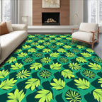 Lime Green Tropical Leaf Collage Rug