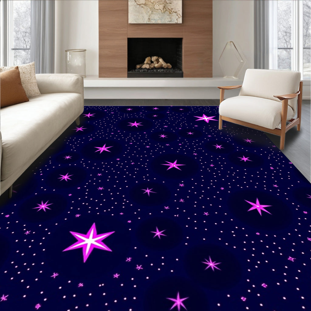 Cosmic Magenta Starry Night Rug