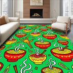Red Yellow Noodle Graphic Illustration Rug