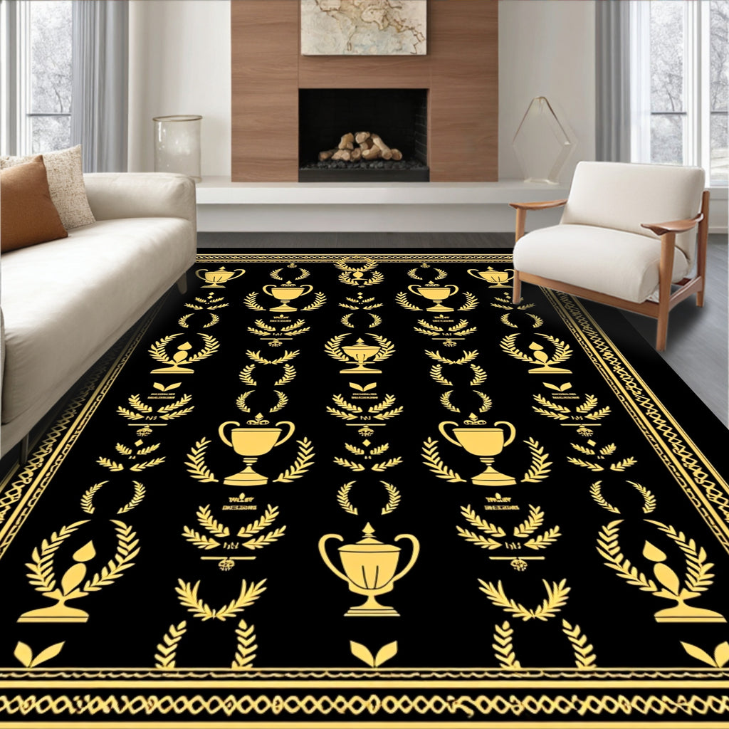 Golden Trophies Laurel Wreath Border Rug