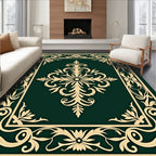 Emerald Green Classic Floral Medallion Rug