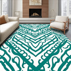 Teal Abstract Chevron Art Rug
