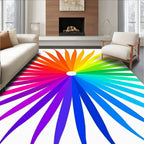 Vibrant Rainbow Petal Sunburst Rug